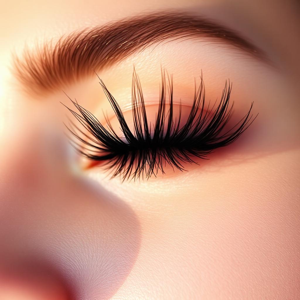 Close-up of long classic lash extensions