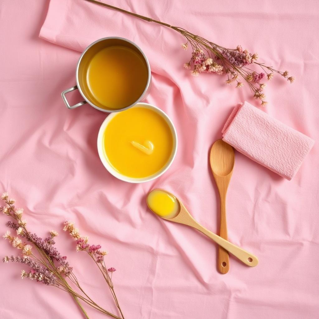 Waxing tools flat lay